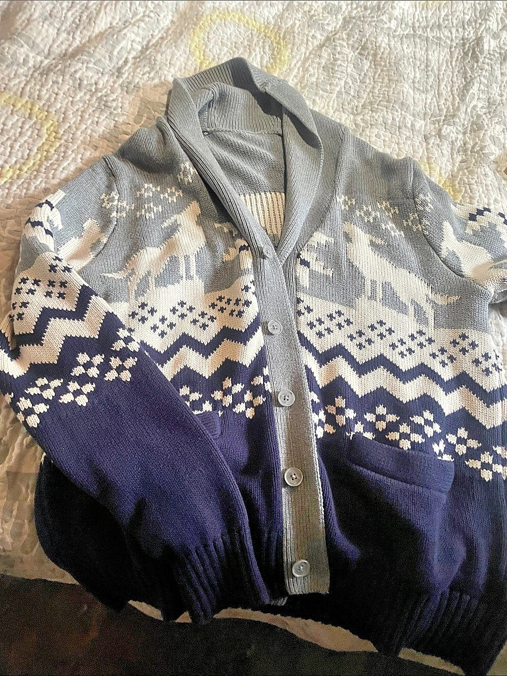 Women’s or men’s Geometric Cardigan in Blue & Gray